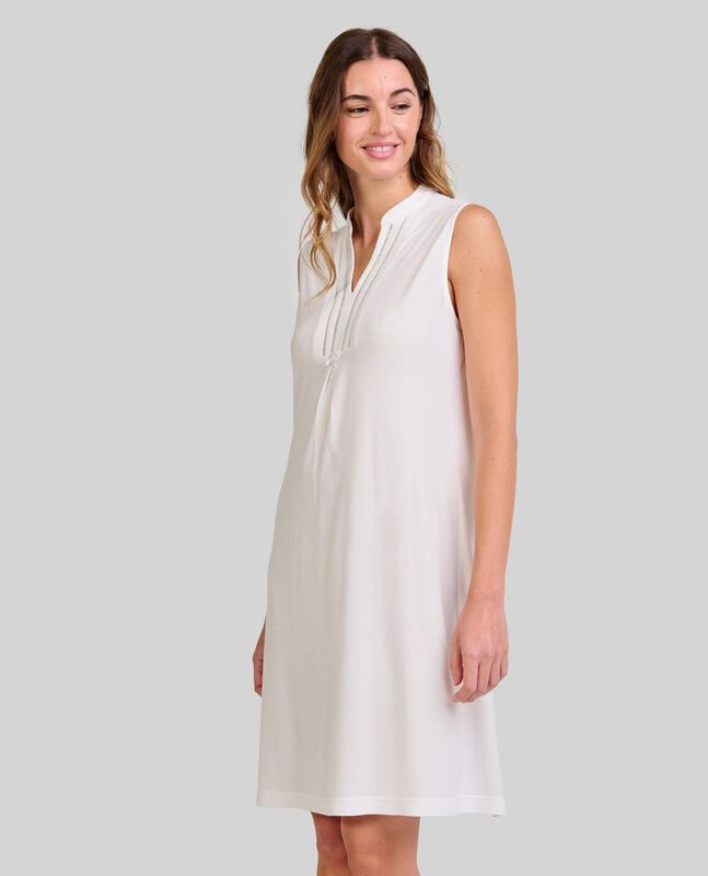 Camisón Corto S/M Canale con Entredos Marfil image number null