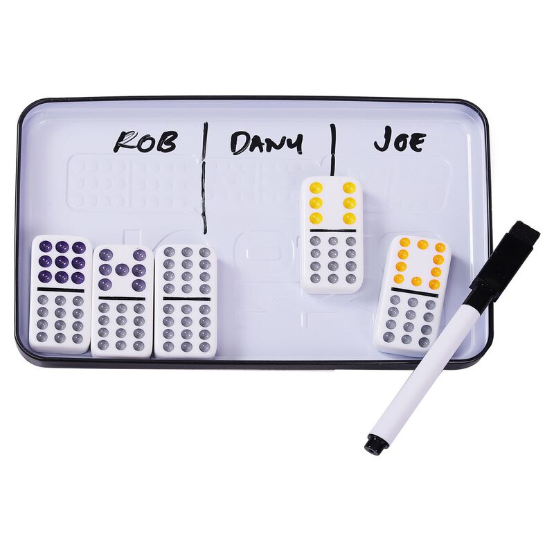 Domin&oacute; Doble 12 en Caja Met&aacute;lica con 1 Plum&oacute;n image number null