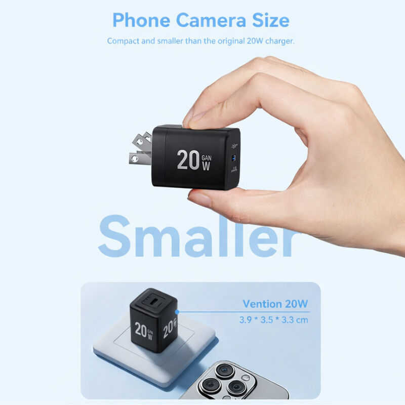 Cargador Turbo USB-C VENTION GaN de 20W Negro c... image number null