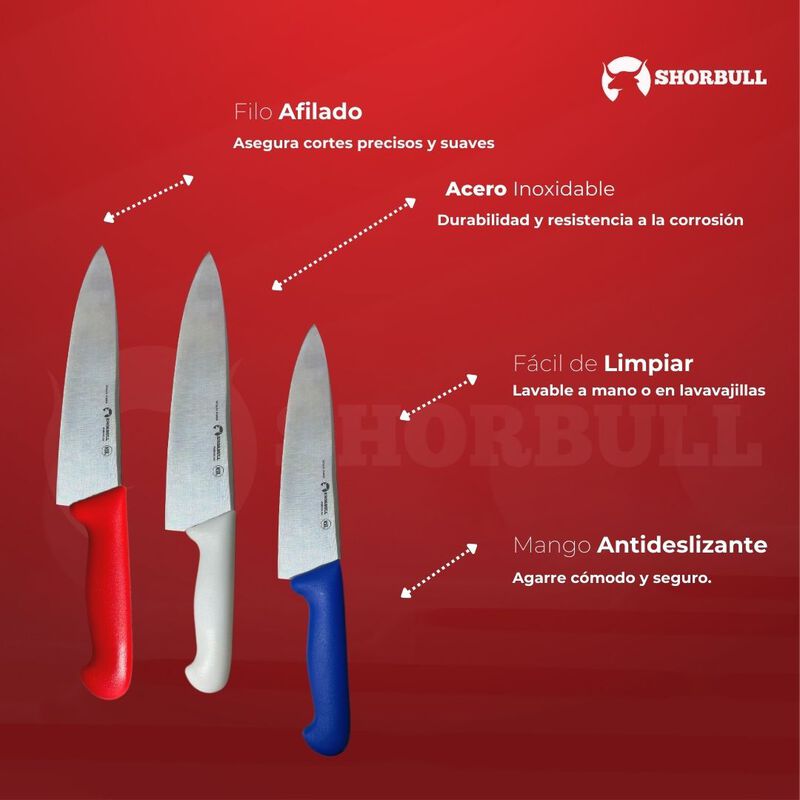 Kit de 3 cuchillos para Chef 12 inch Hoja Acero... image number null