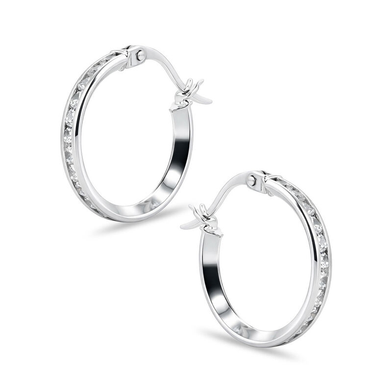 Arracadas Oro Blanco 10k Con Zirconias 12 mm | ... image number null
