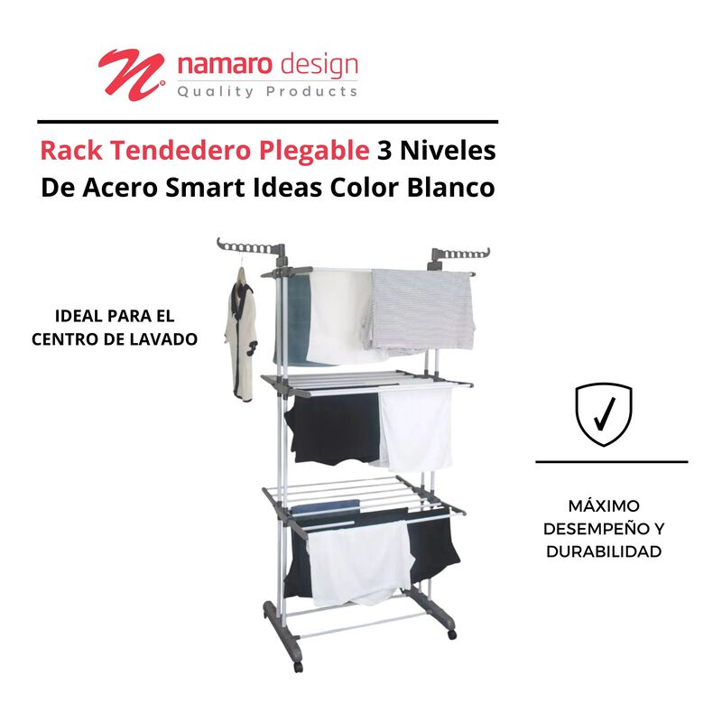 Rack Tendedero Plegable 3 Niveles De Acero Smar... image number null
