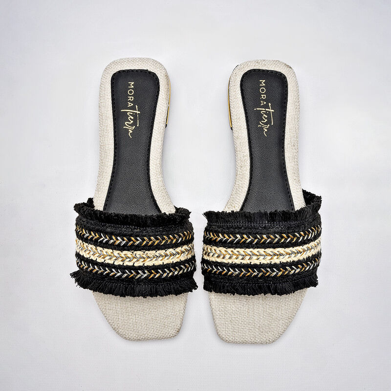 Mora Tierra Sandalia para mujer negro beige image number null