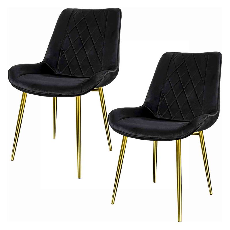 Set 2 Sillas Comedor Tapizadas Terciopelo Patas... image number null