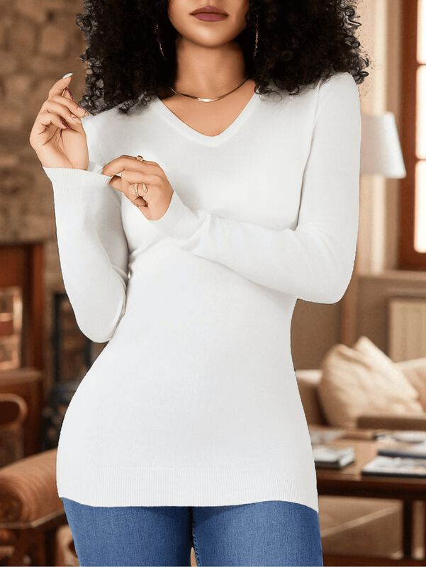 Suéter para Mujer de Manga Larga con Cuello en ... image number null