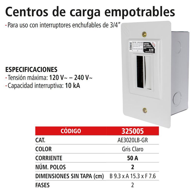 Centro de Carga de Empotrable IUSA 2 polos image number null