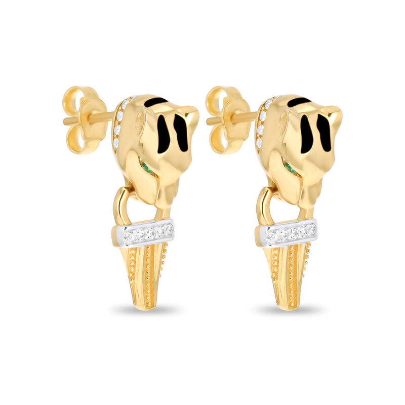 Aretes De Pantera De Oro Amarillo Con Blanco 14... image number null