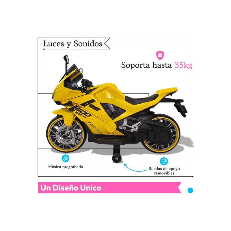 Motocicleta El&eacute;ctrica Montable Deportiva Ni&ntilde;o T... image number null