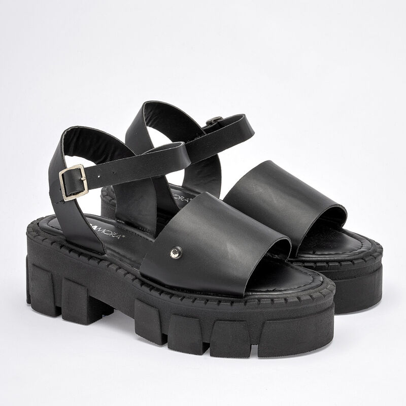 Moramora Sandalia para mujer negro BAJA image number null