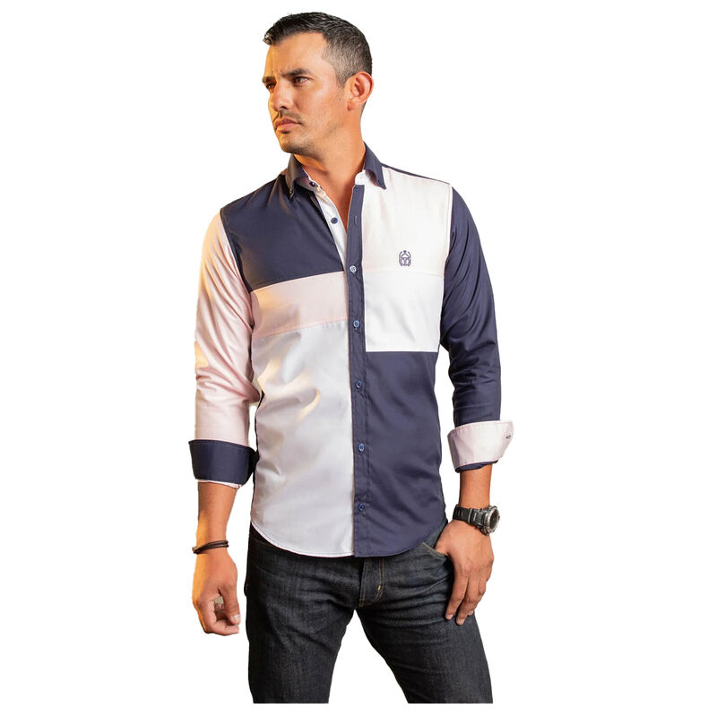 Camisa Blanca-Azul-Rosa LuQtari Talla S image number null
