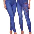 Pack De 2 Leggins Mujer Mezclilla Faja Alta Estilo Pantal&oacute;n Mezclilla Lic-55-2-px2 Variedad De Dise&ntilde;os C&oacute;modos El&aacute;sticos