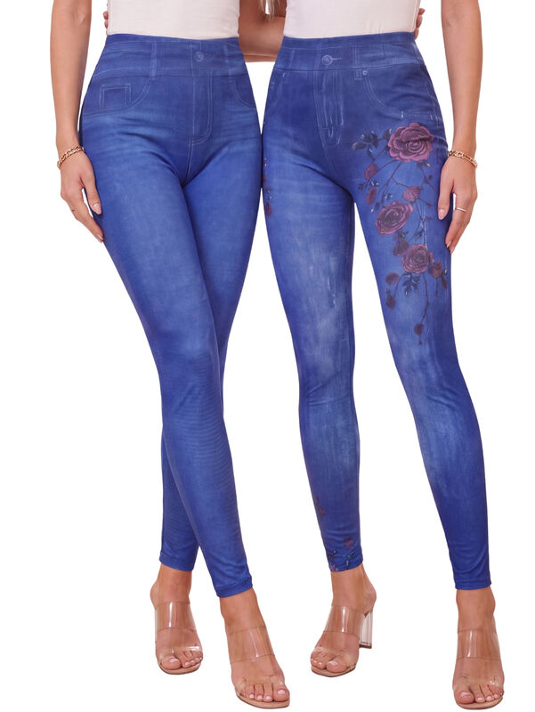 Pack De 2 Leggins Mujer Mezclilla Faja Alta Est... image number null