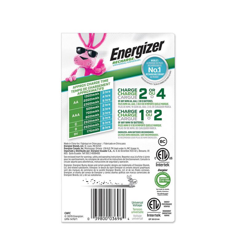Cargador Energizer Universal De Pilas AA AAA C ... image number null