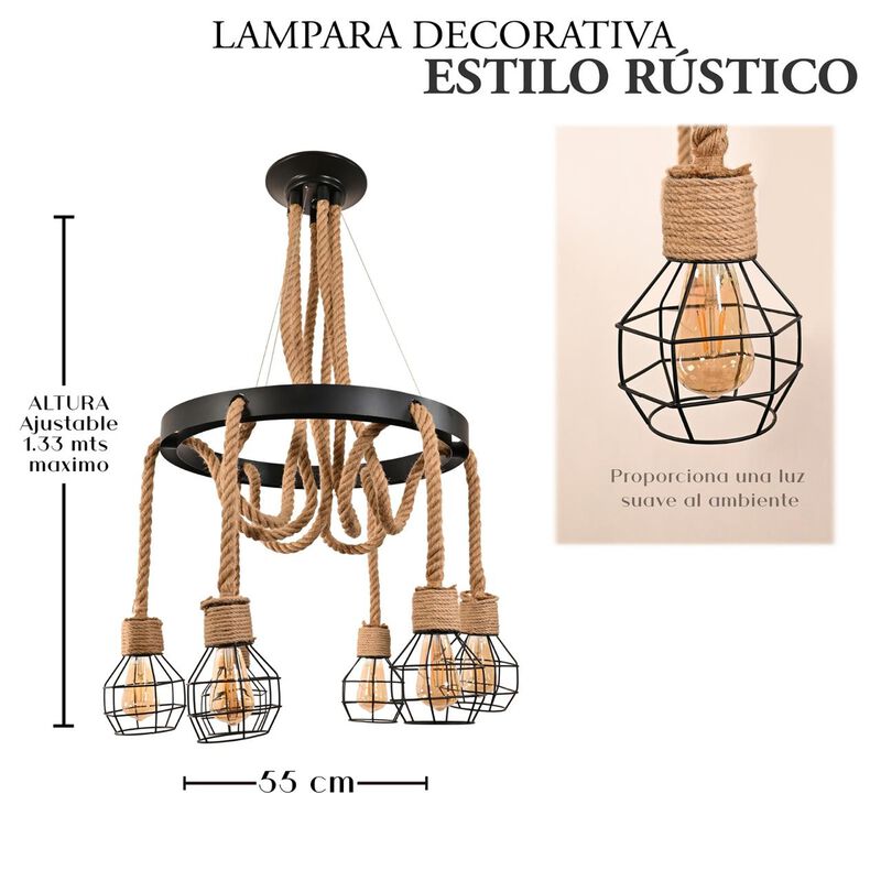 L&aacute;mpara Candil Colgante De Cuerdas Vintage image number null