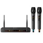 Sistema de 2 micrófonos inalámbricos UHF con selector automático de frecuencia y batería recargable