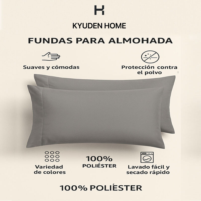 Fundas de Almohada Suaves y Duraderas Gris Kyud... image number null