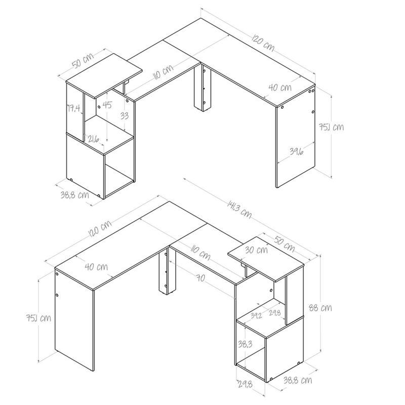 Escritorio en L Mikasa para Esquina, Repisas y ... image number null
