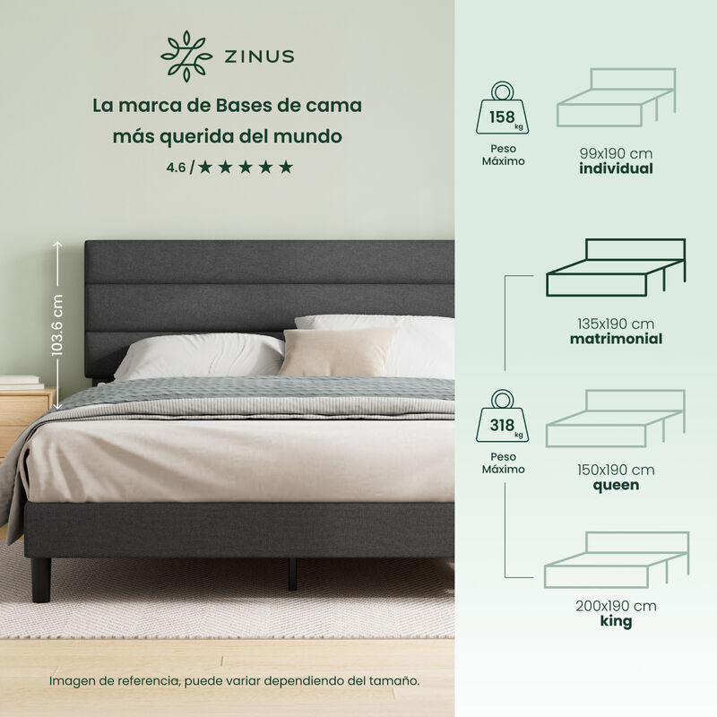 Zinus Piper|base De Cama Matrimonial Con Cabece... image number null