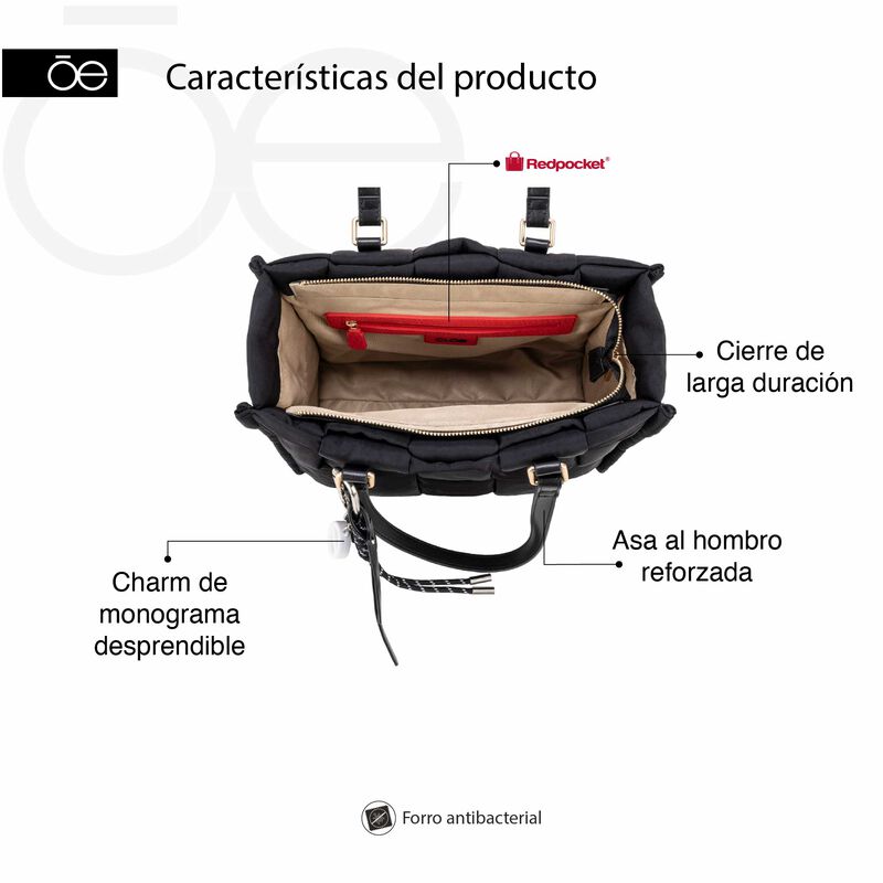 Bolsa Tote Mediana Con Charm Decorativo Color O... image number null
