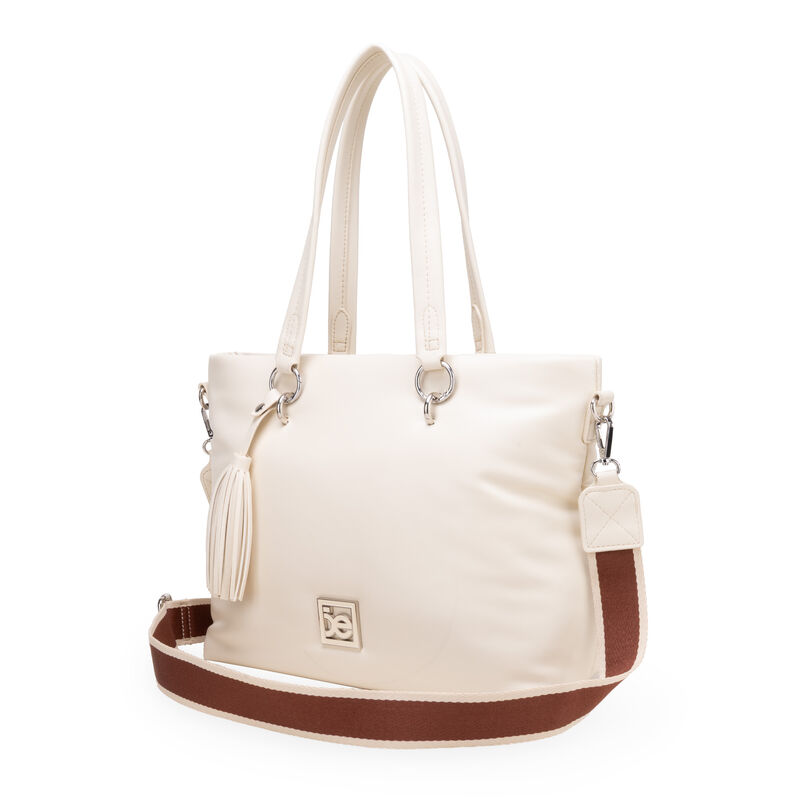 Bolsa Tote Grande Con Tassel Color Beige image number null