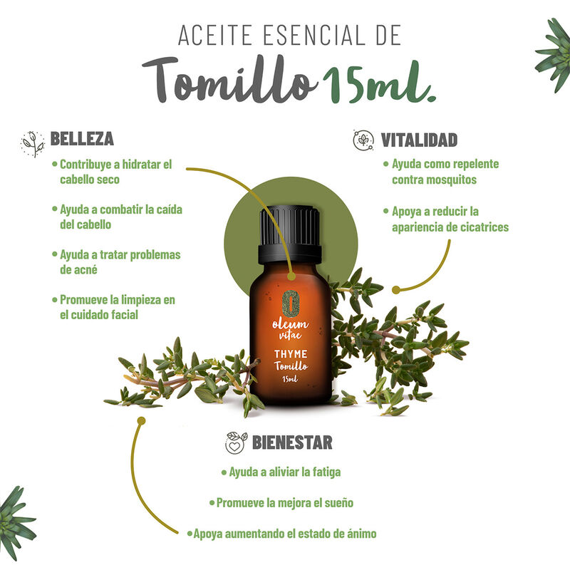 Aceite Esencial Puro Tomillo 15 ml 100% Puro y ... image number null