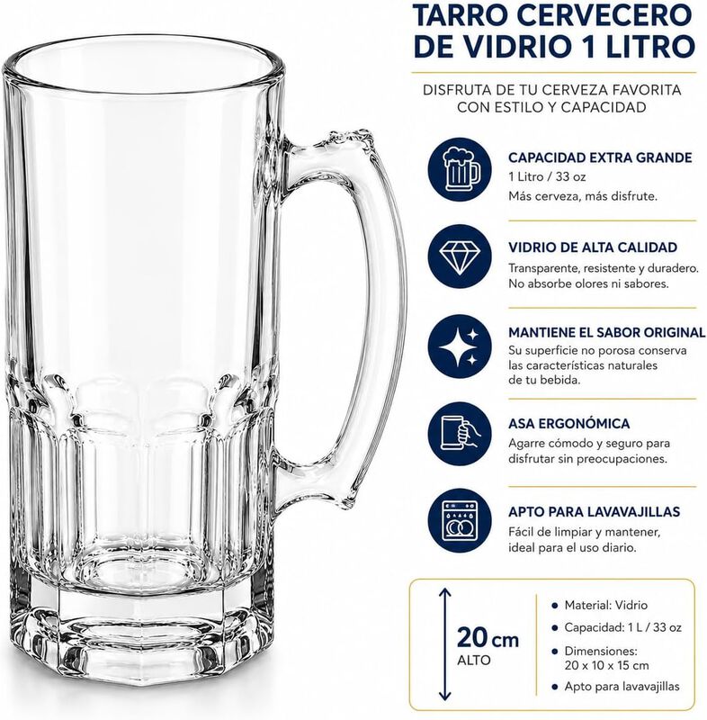 Brandtrendy Juego De 2 Tarros Cerveceros De Vid... image number null
