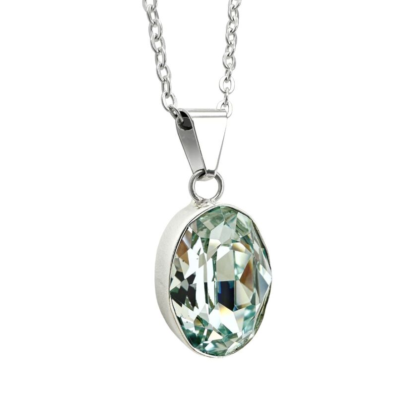 Collar y aretes Oval verde claro con plata .925... image number null