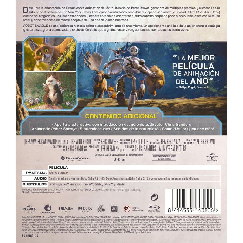 Robot Salvaje [Blu-ray] (2024) The Wild Robot image number null