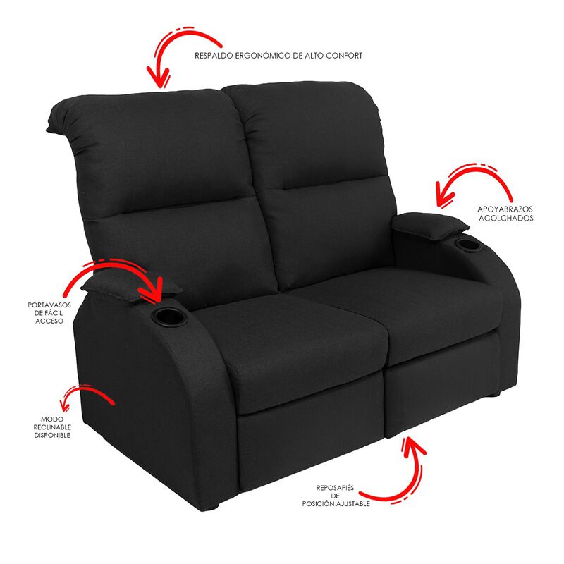 Love Seat Reclinable Soport Con Portavasos - So... image number null