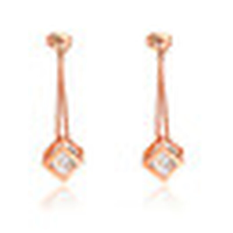 Pendientes en Ba&ntilde;o de Oro Rosa de 18K de Cubo c... image number null