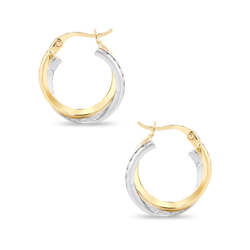 Arracadas Bicolor Oro 10k Con Zirconias 12mm | ... image number null