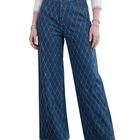 Jeans Wide Leg Mujer Con Brillos Mezc-1008 Azul Claro Pantal&oacute;n De Mezclilla Pierna Ancha De Tiro Alto Para Mujer