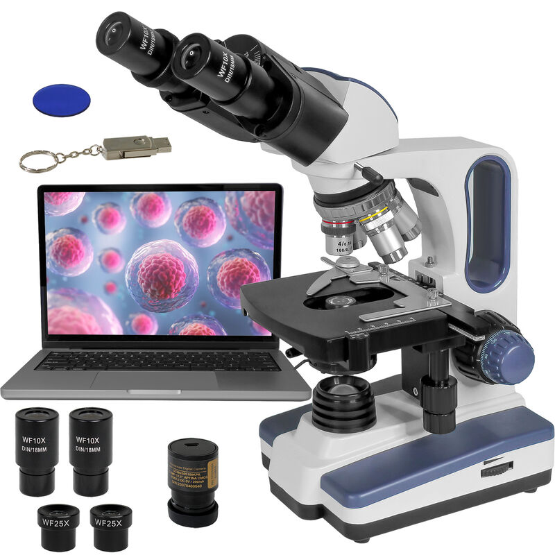 Microscopio Acromatico Binocular Camara 10x-100... image number null