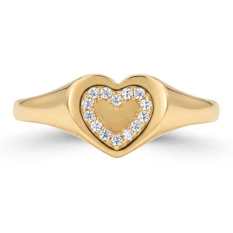 Anillo De Oro Amarillo 14k En Forma De Coraz&oacute;n ... image number null