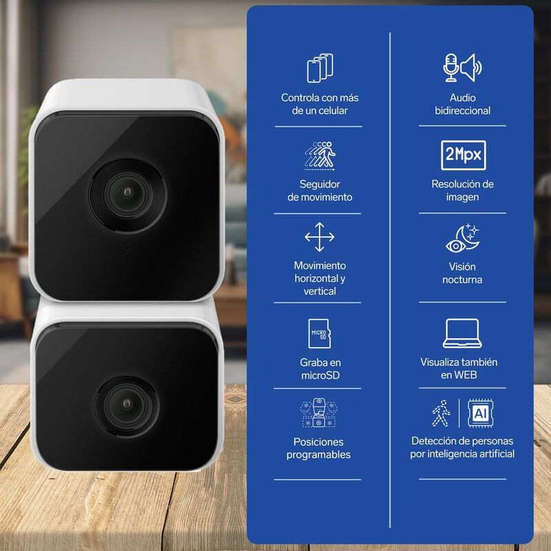 2 Cámaras de seguridad Wi-Fi de doble lente 2 M... image number null