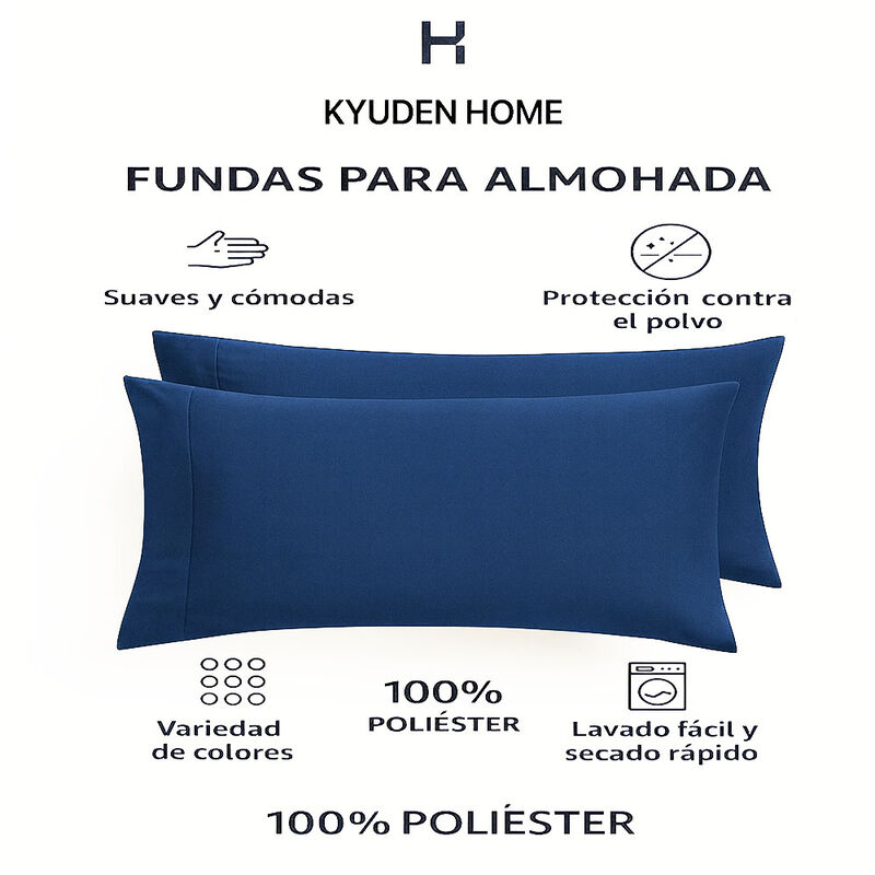 Fundas de Almohada Suaves y Duraderas Azul mari... image number null
