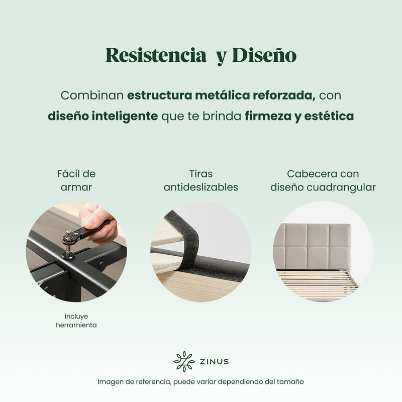 Zinus Leo | Base De Cama Con Cabecera Y Tapiz D... image number null