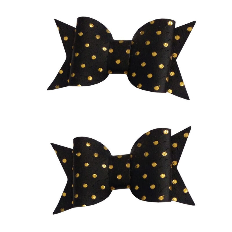 Mini Mo&ntilde;os Para Cabello Negro Puntos Dorados image number null