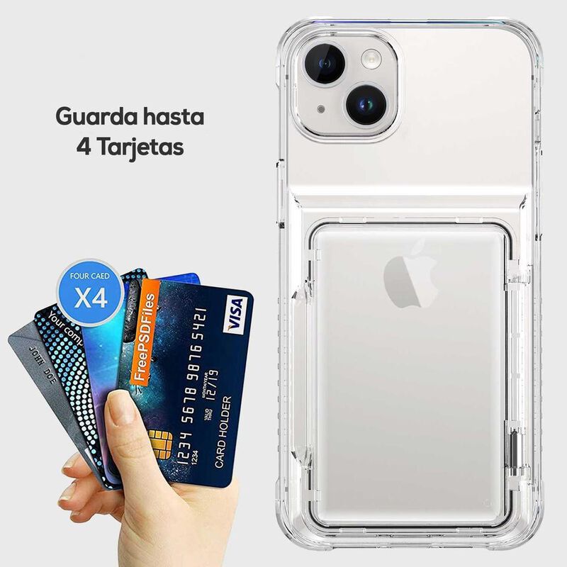 Funda TEKKU TPU Tarjetero para iPhone 15 Transp... image number null