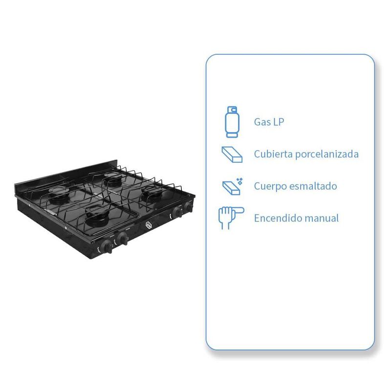 Parrilla A Gas 4 Quemadores Caper Negro Jaspe image number null