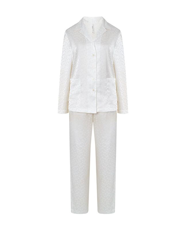Pijama Largo de Raso Jaquard Marfil image number null