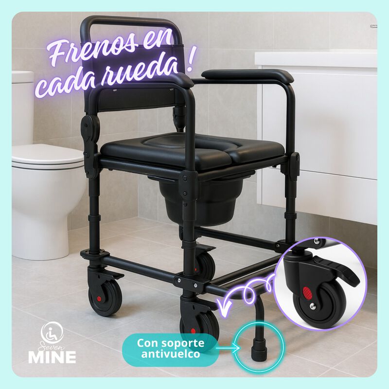 Silla C&oacute;modo para Ba&ntilde;o Deluxe con Ruedas | Sopo... image number null