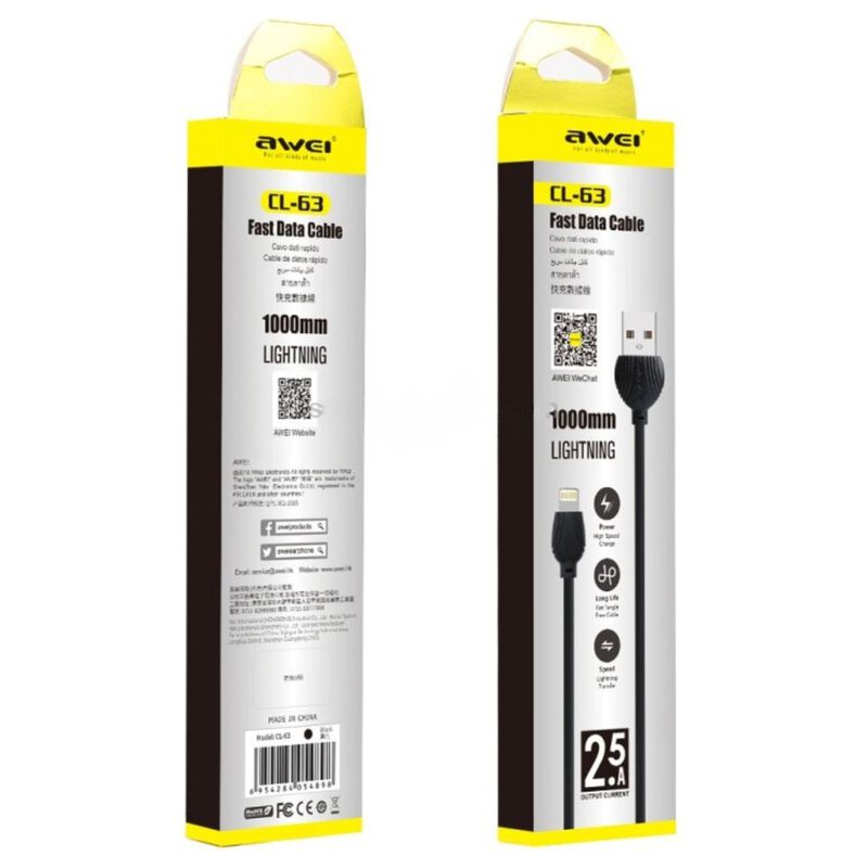 Awei Cl-63 Cable De Carga Rapida (negro) (1000m... image number null