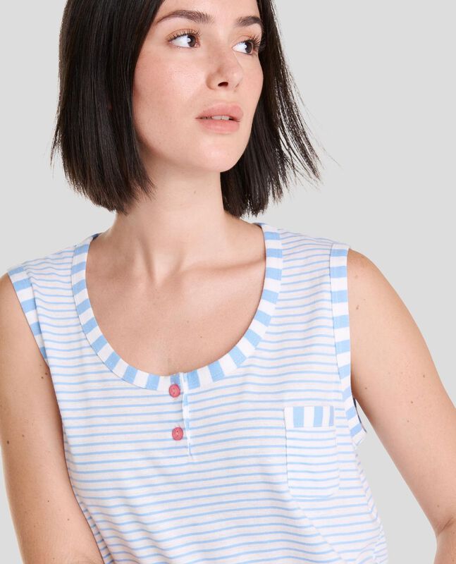 Camis&oacute;n Sin Mangas a Rayas Celeste image number null