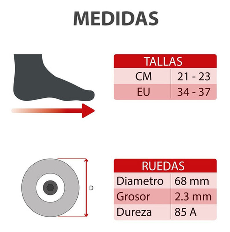 Patines Profesionales L&iacute;nea Luz Led Talla 18.5-... image number null