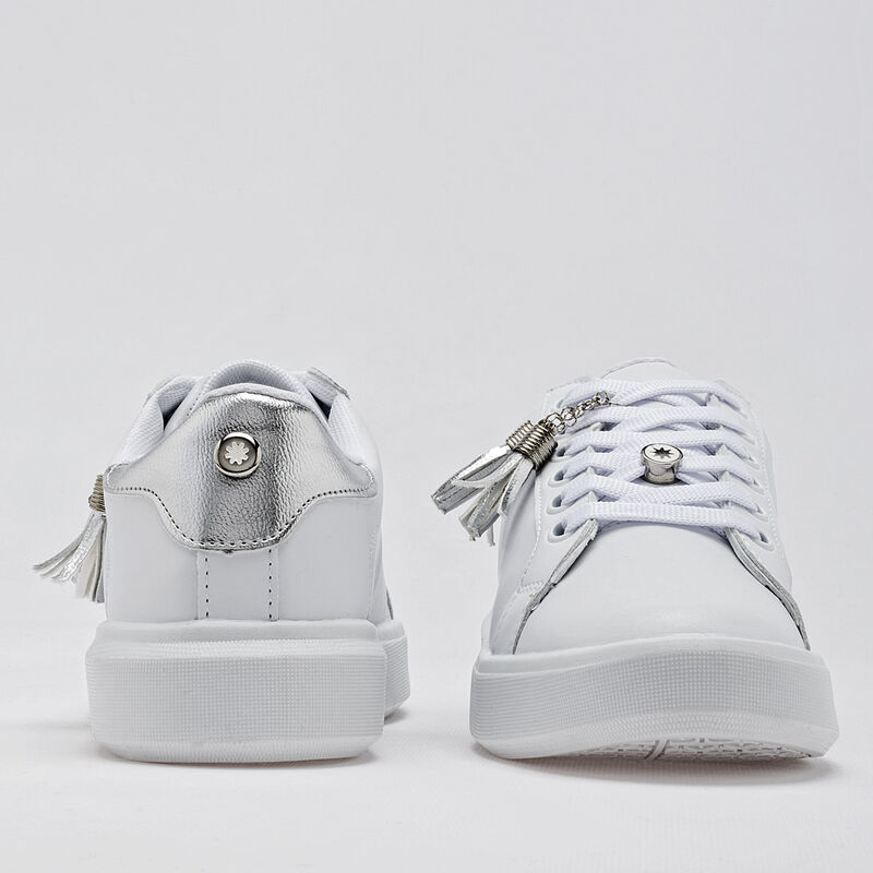 Moramora Tenis urbano para mujer blanco plata image number null