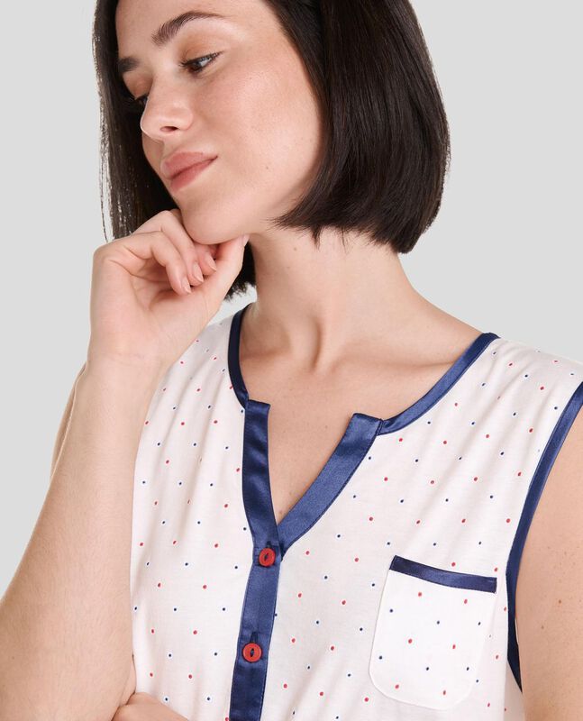 Pijama Sin Mangas con Topitos Marino image number null