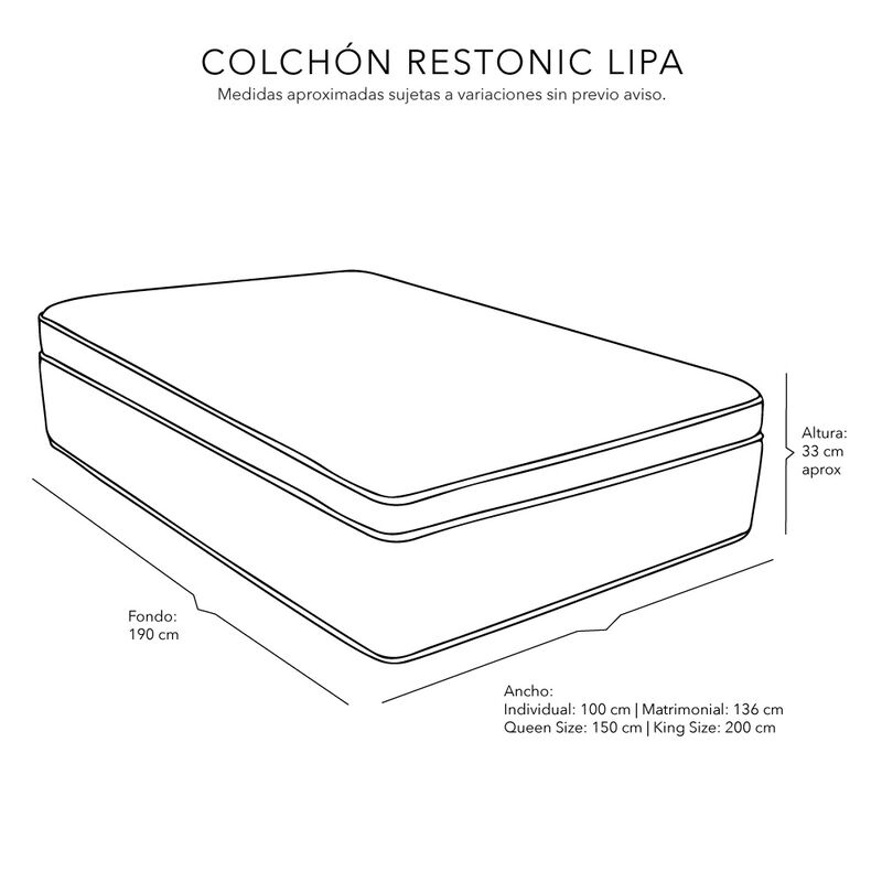 Colch&oacute;n Queen Size Lipa+Almohada 2Pack+Protecto... image number null