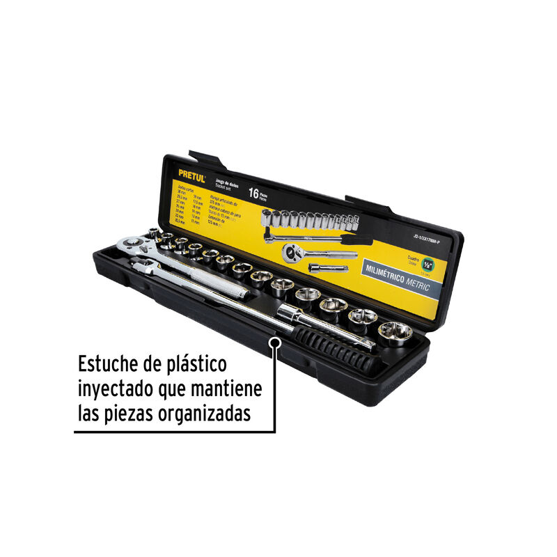 Juego de 16 Herramientas 1/2' Mm para Mec&aacute;nico ... image number null