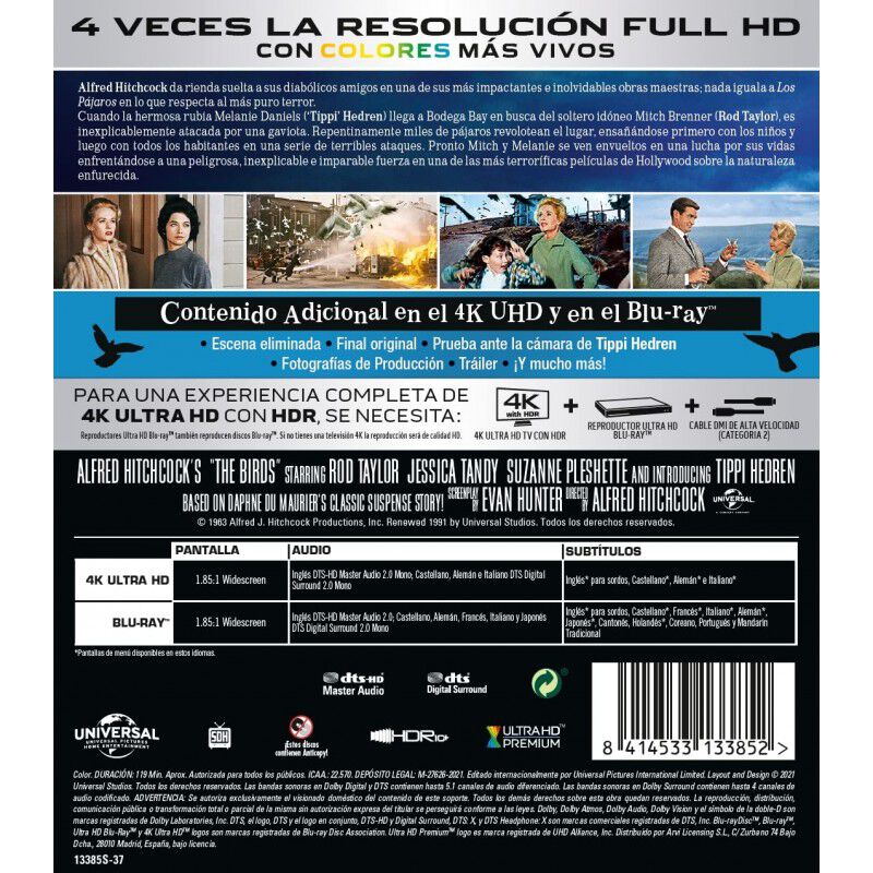 Los P&aacute;jaros (4k Uhd + Blu-ray) [blu-ray] image number null